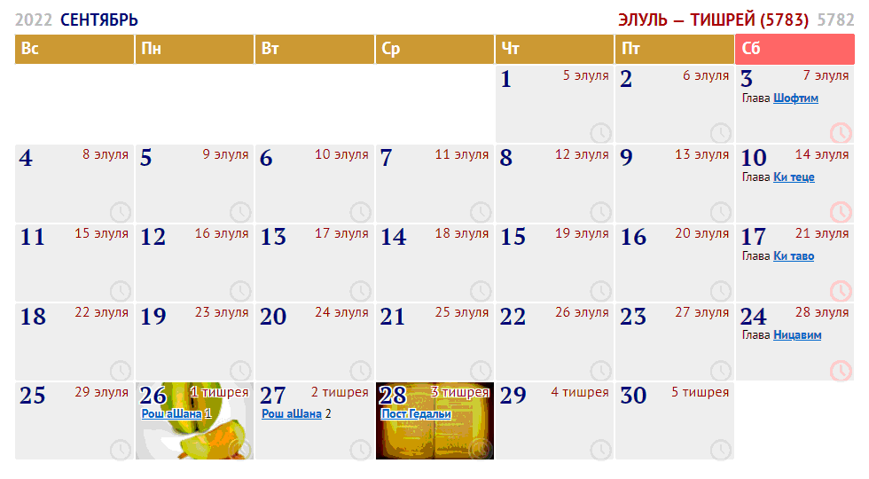 Еврейский календарь на 5782-5783 / 2022 год, даты праздников